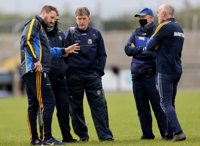 Steven Poacher with members of the Roscommon backroom team and manager Anthony Cunningham.