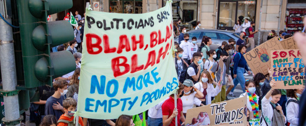A climate protest in Milan ahead of Youth COP26 hosted in Italy in October