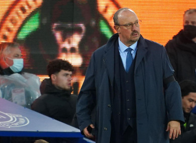 Everton manager Rafael Benitez on the touchline.
