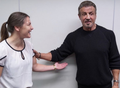 Katie Taylor and Sylvester Stallone sharing a laugh in October.