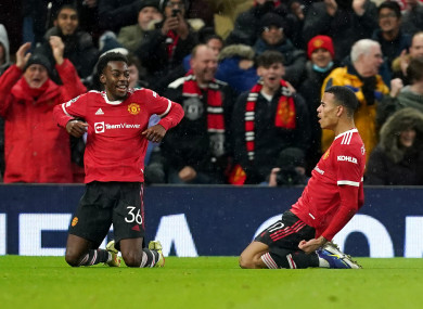 Celebrations after Mason Greenwood's opener.