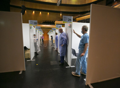 Vaccination centre in the Helix Centre, Dublin.