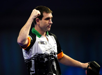 Willie O'Connor celebrates after his win over Glen Durrant.