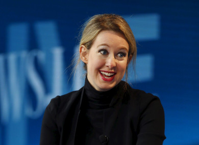 Holmes speaking at the Wall Street Journal Digital Live conference in California, October 2015.