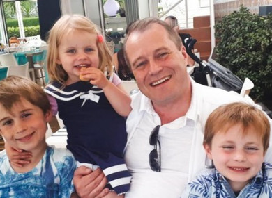 Andrew McGinley with his children Conor (aged 9), Darragh (7) and Carla (3) McGinley.