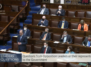 Government benches during Leaders Questions today