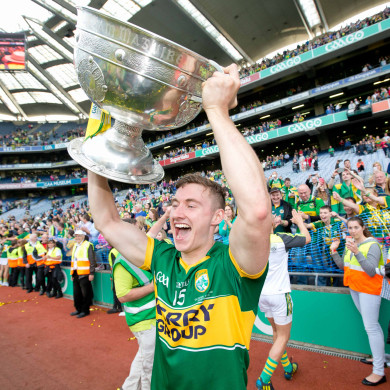 James O'Donoghue lifting the Sam Maguire in 2014.