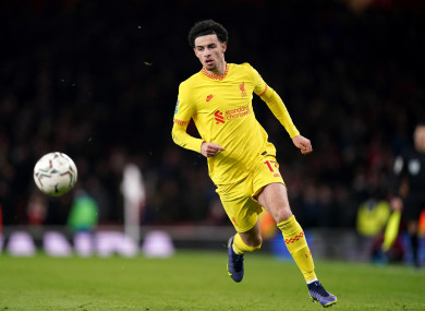 Liverpool's Curtis Jones during the Carabao Cup semi-final.