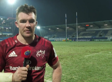 Peter O'Mahony speaking to Munster's media team following their victory in Castres.