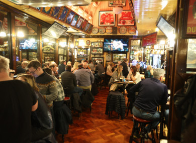 Crowds inside a Dublin pub on the first day of relaxed restrictions