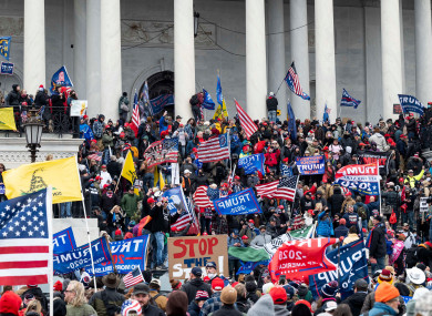 Protesters on the steps of the US Capitol on 6 January 2021
