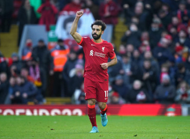 Mo Salah celebrates.