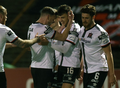 Steven Bradley celebrates his equalising goal.