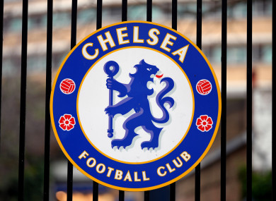 A general view of a Chelsea crest outside Stamford Bridge.