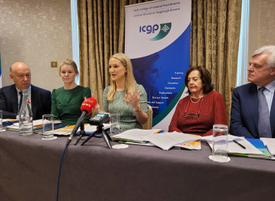 Justice Minister Helen McEntee speaking at the ICGP guide's launch this morning