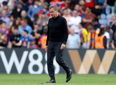 Manchester United manager Ralf Rangnick on the pitch after the Premier League match at Selhurst Park.