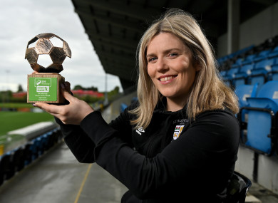 Athlone Town midfielder Laurie Ryan with the SSE Airtricity Women's National League Player of the Month for April 2022.