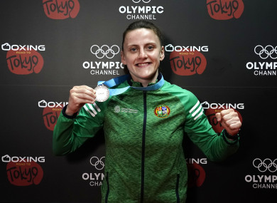 Michaela Walsh with her silver medal at last June's European Boxing Road To Tokyo Qualifier.