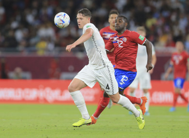 Joel Campbell in action for Costa Rica against New Zealand.