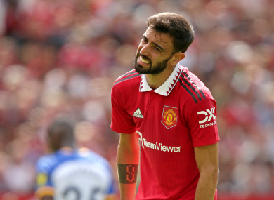 A dejected Bruno Fernandes.