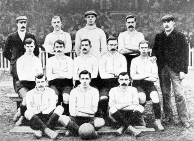 Tottenham Hotspur's FA Cup winning team, Jack Kirwan is sitting far right in middle row.