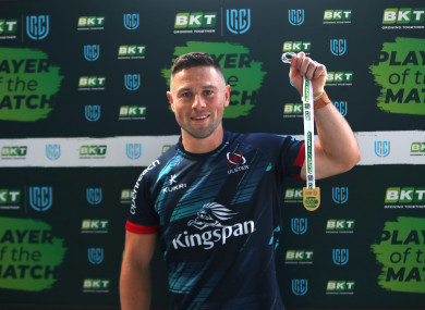 Player of the match Ulster's John Cooney pictured after the Scarlets game.