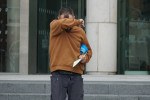 Declan Stubbs leaving court after being charged with assault and criminal damage incident at an IPAS Centre in Tallaght.