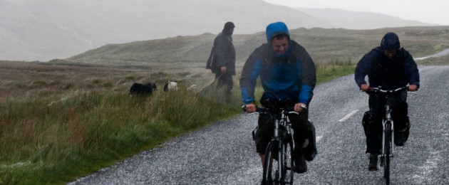 Cyclists battling against the rain in Connemara. File photo