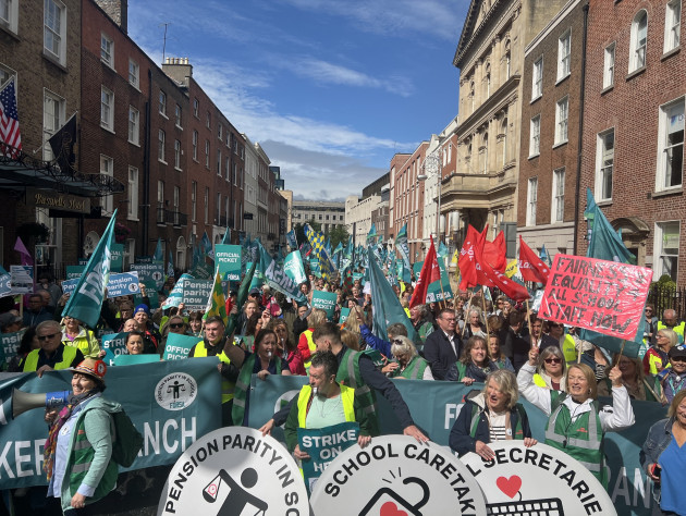 'We will win!': School secretaries and caretakers rally in their thousands as strike starts