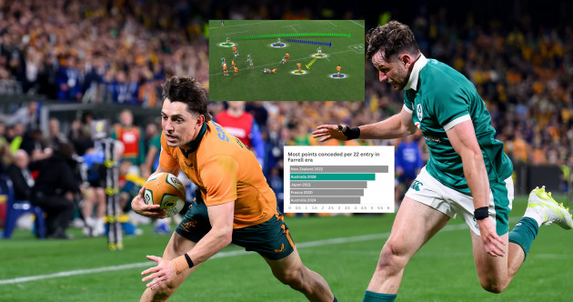 What was going on in the Irish defence as the Wallabies cut loose?
